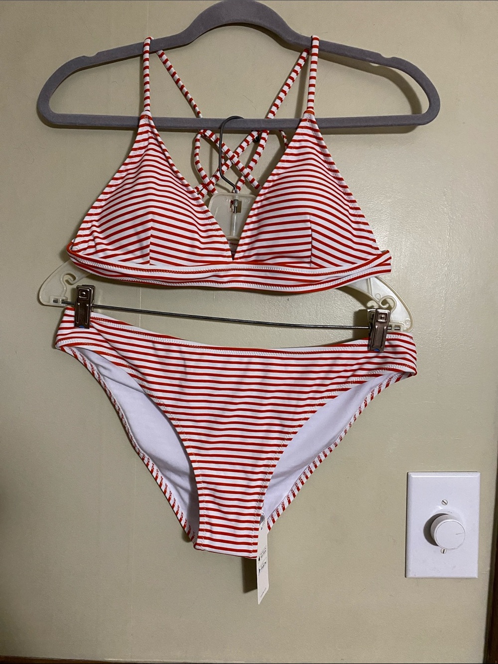 Cupshe Red & White Striped Bikini with Branded Tags